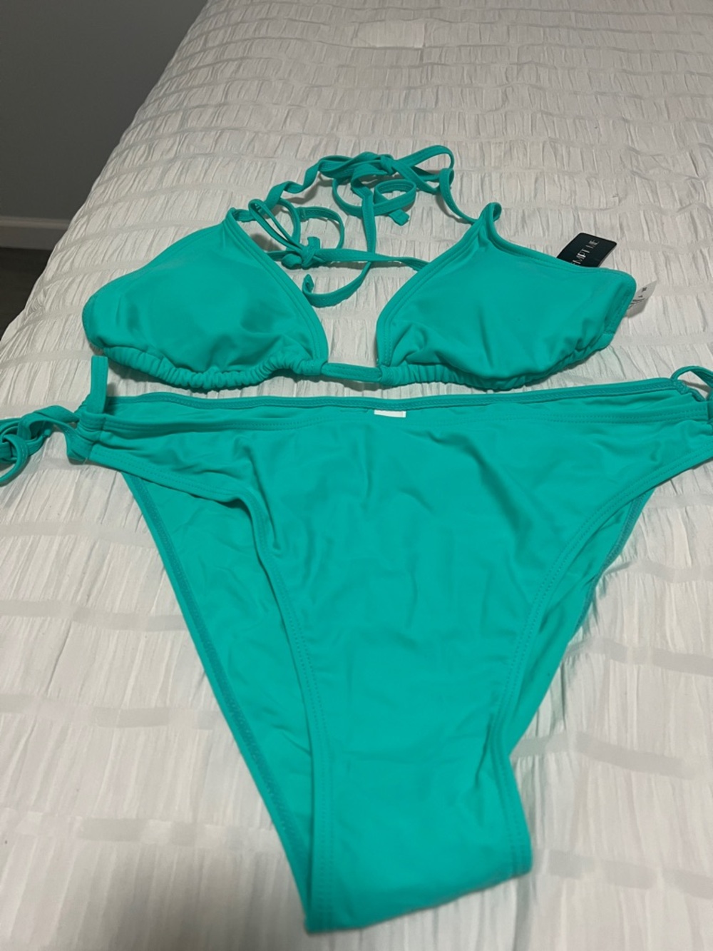 Teal Triangle Tie Bikini Set - Women’s Adjustable Swimwear